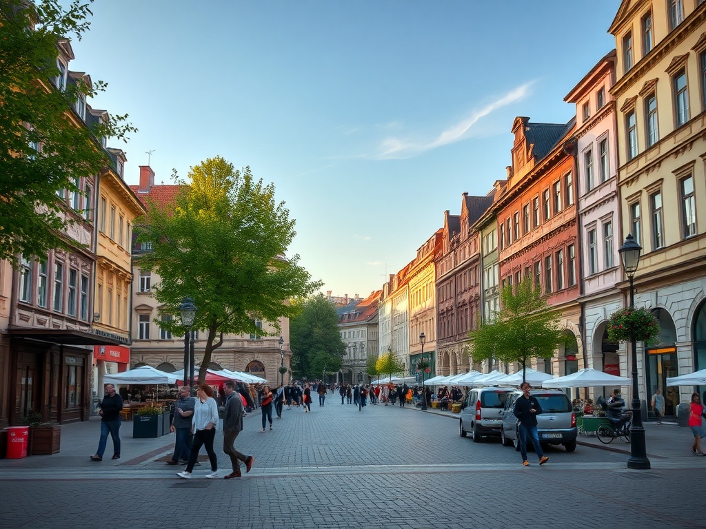 Ilustracja symbolizująca wydarzenia kulturalne i sportowe w Poznaniu, z elementami muzyki i aktywności fizycznej.