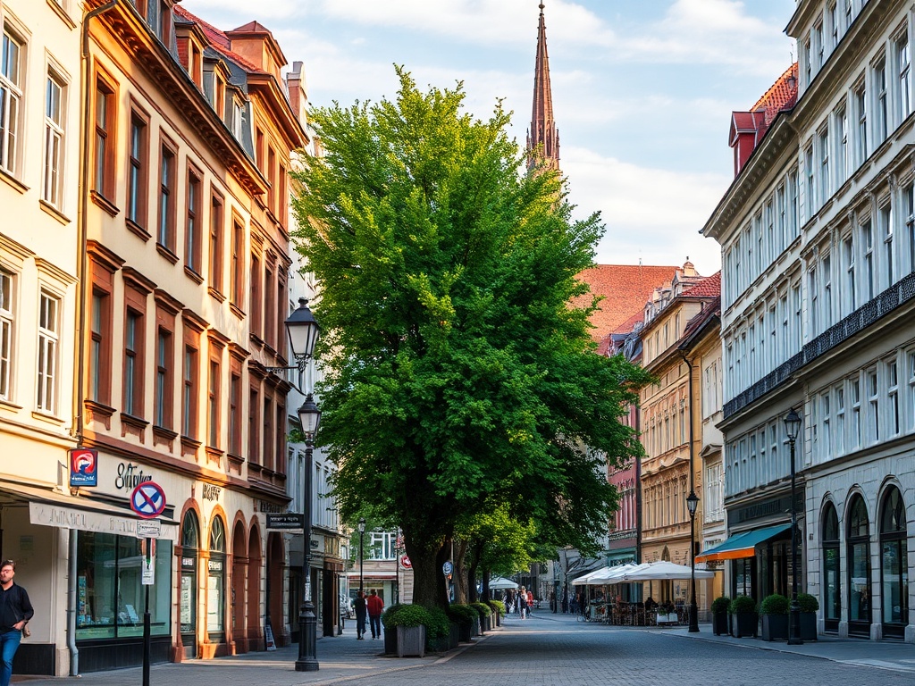 Mapa z zaznaczonymi różnymi punktami usługowymi w Poznaniu, ilustrująca infrastrukturę miasta.
